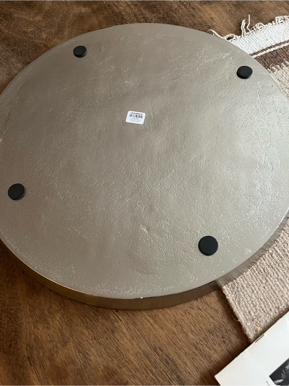 Crate & Barrel large element metal antique pewter tray - Picture 3 of 6